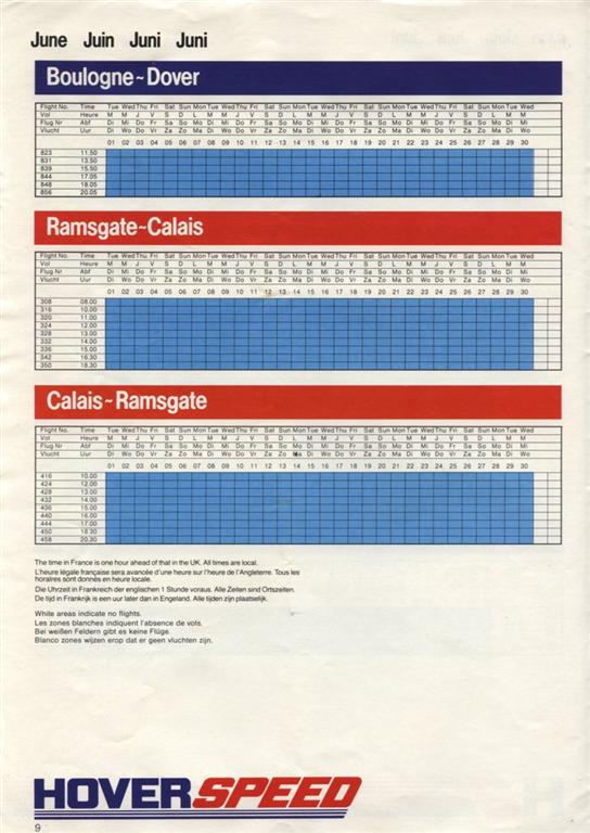 The Hoverspeed 1982 brochure, including timetables - June timetables (credit: Steven Charlesworth).